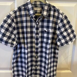 Abercrombie & Fitch Navy and White Gingham Button-Down Shirt